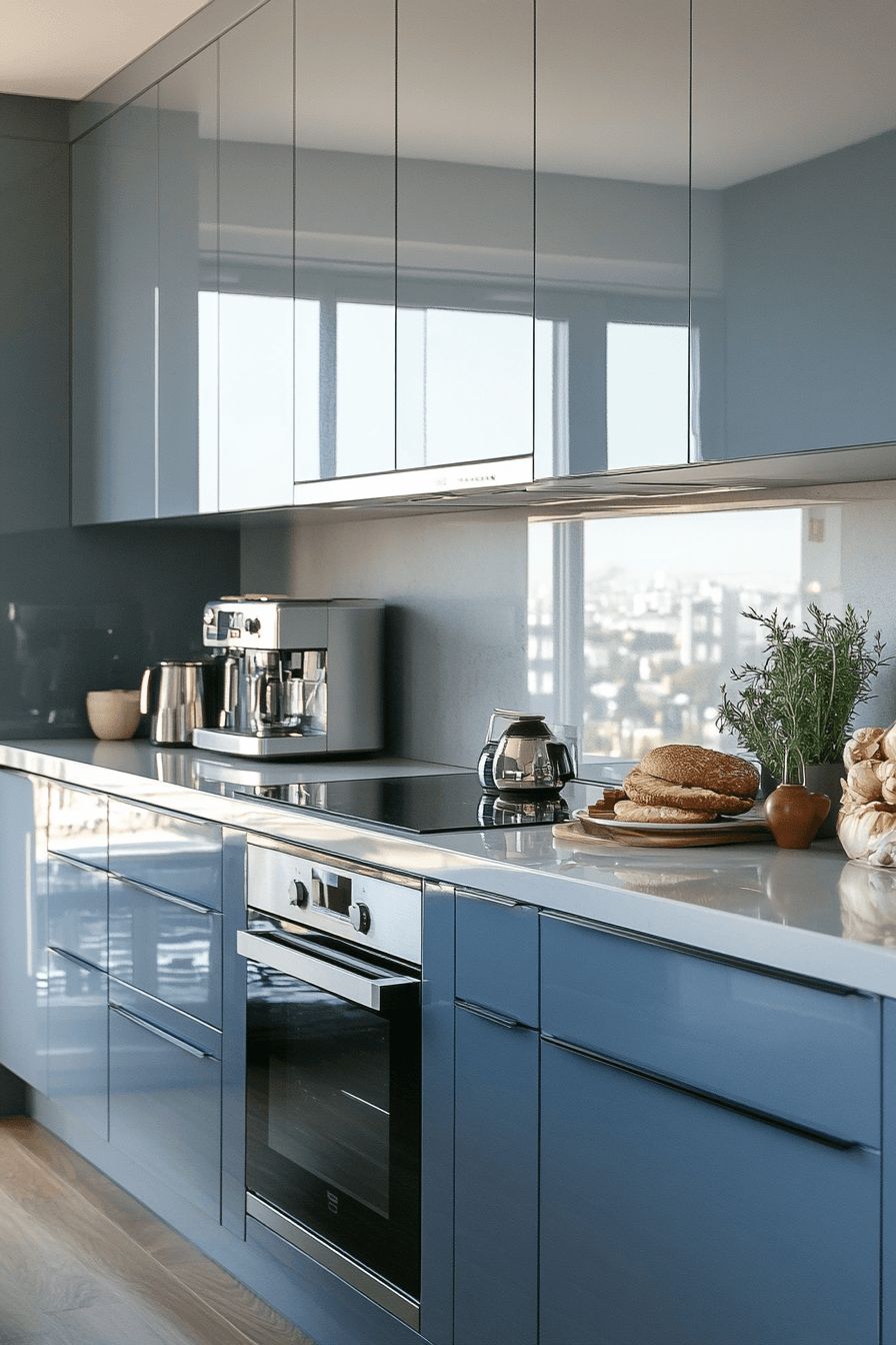 tủ bếp acrylic bóng gương