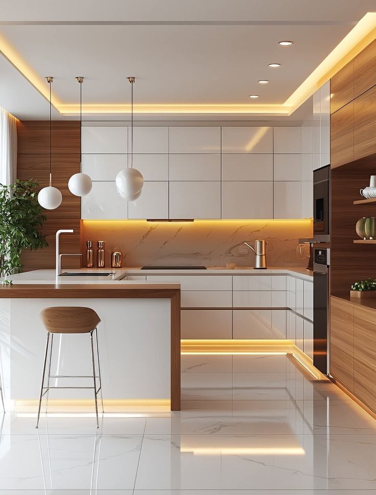 Tủ bếp kính cho nhà hiện đại